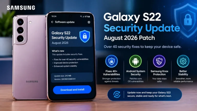 Galaxy S22 security update August 2026 patch with security fixes