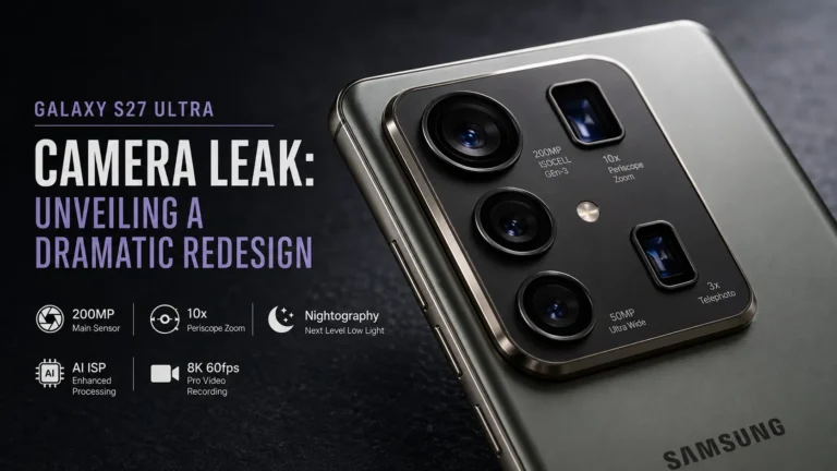 Galaxy S27 Ultra camera leak showing a redesigned rear camera island