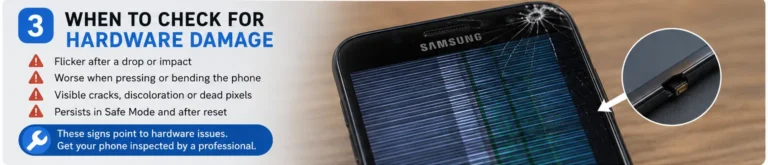 samsung screen flickering hardware damage