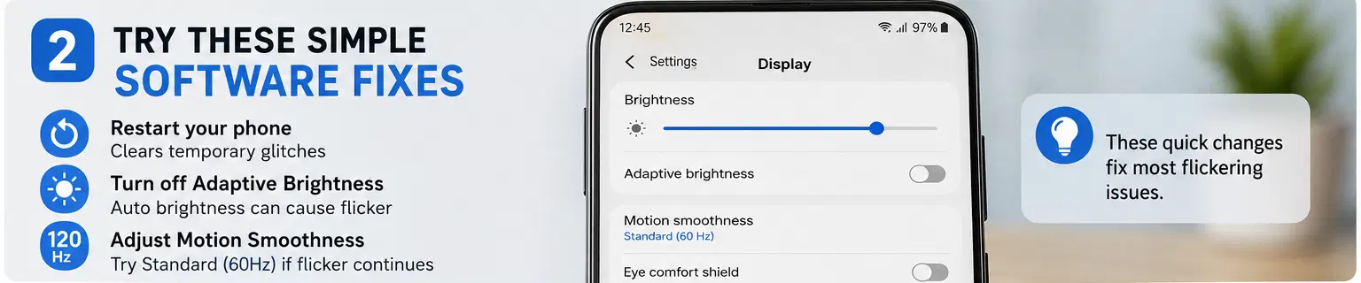 samsung screen flickering software fixes
